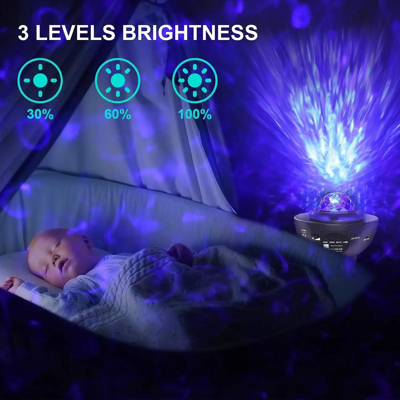 Starry Projector Galaxy Night Light with Ocean Wave Music Speaker