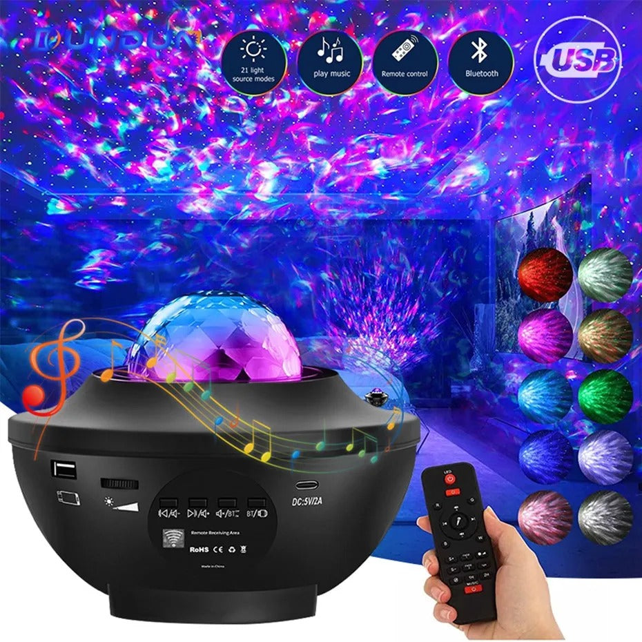 Starry Projector Galaxy Night Light with Ocean Wave Music Speaker