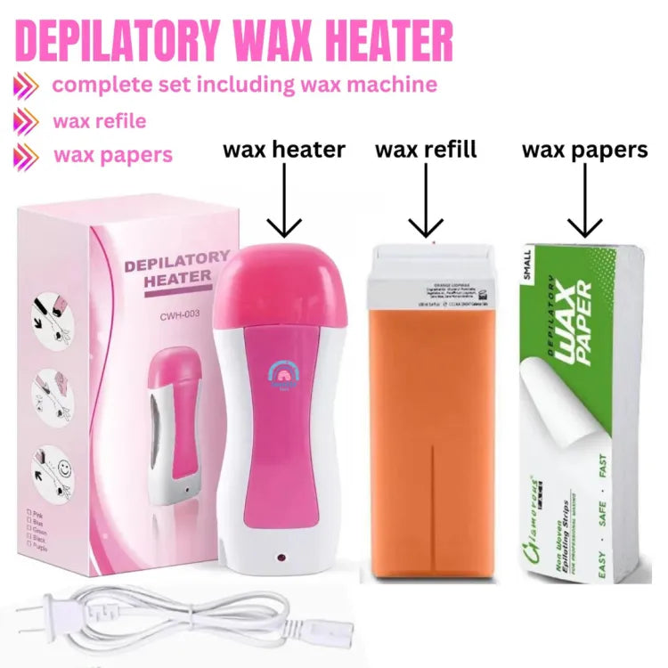 3 in 1 Depilatory Wax Set (Heater,Refill,& Strips)