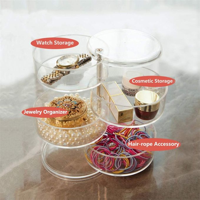 Acrylic Rotating Jewelry Organizer with Lid Transparent