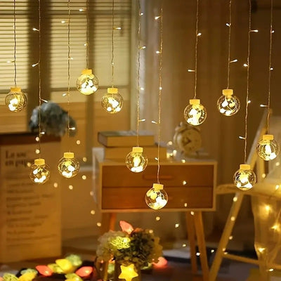 Led Wishing Ball Curtain String Light Battery Outdoor