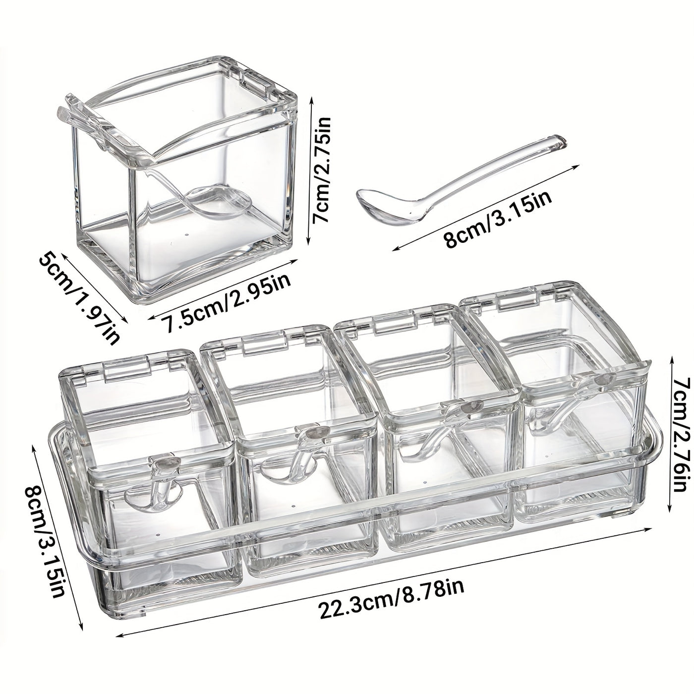 4 IN 1 Crystal Seasoning  Storage Container with Spoon