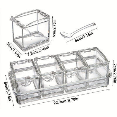 4 IN 1 Crystal Seasoning  Storage Container with Spoon