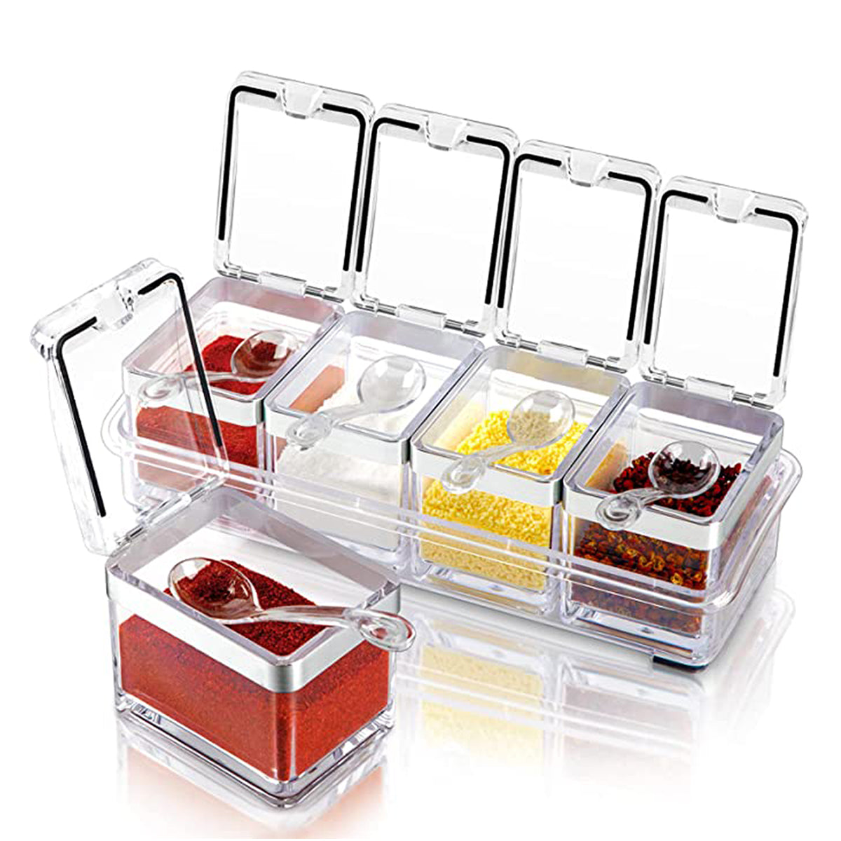 4 IN 1 Crystal Seasoning  Storage Container with Spoon