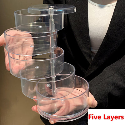 Acrylic Rotating Jewelry Organizer with Lid Transparent