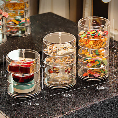 Acrylic Rotating Jewelry Organizer with Lid Transparent