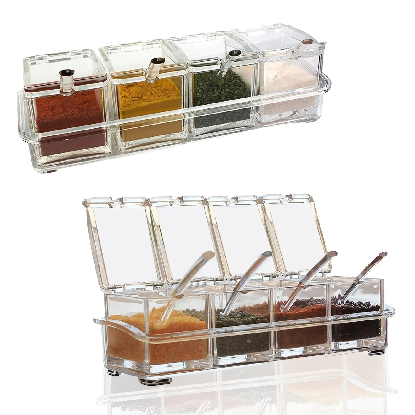 4 IN 1 Crystal Seasoning  Storage Container with Spoon