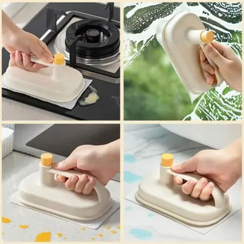 Kitchen Magic Cleaning Brush with Replaceable Disposable Cloths - Includes 50 Powerful Cleaning Cloths