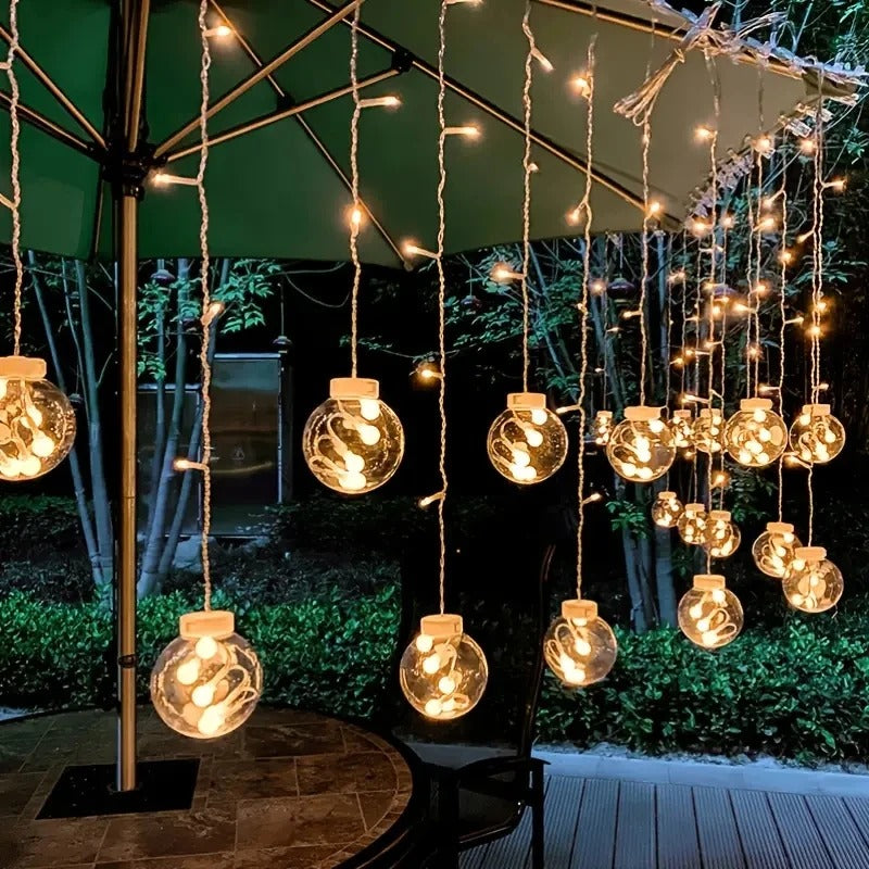 Led Wishing Ball Curtain String Light Battery Outdoor