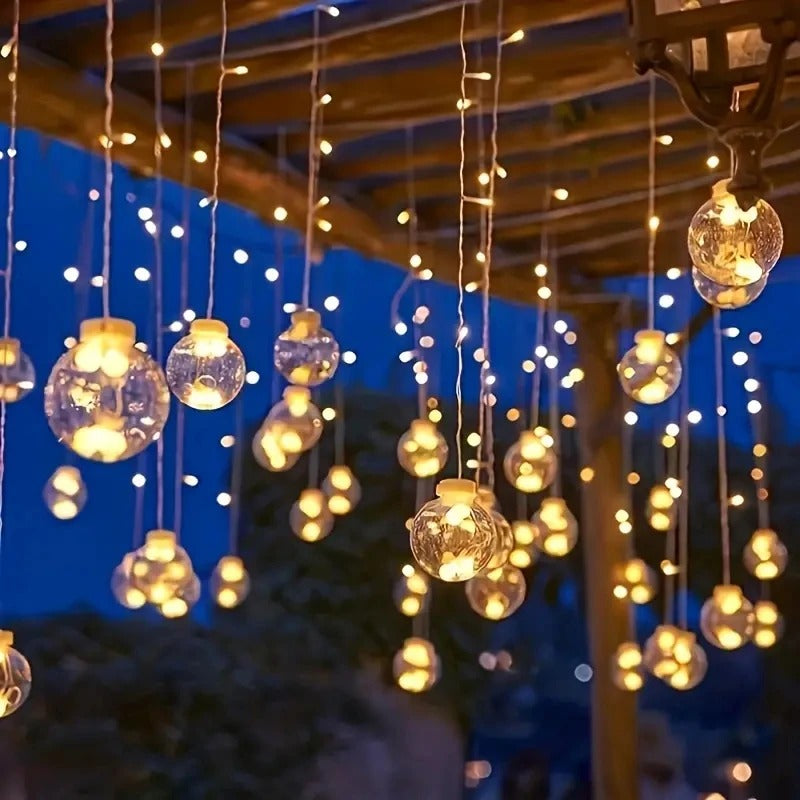 Led Wishing Ball Curtain String Light Battery Outdoor